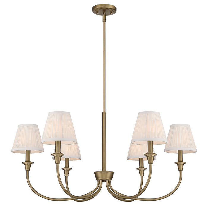 Golden - 1622-6 BCB-HGW - Six Light Chandelier - Brushed Champagne Brass