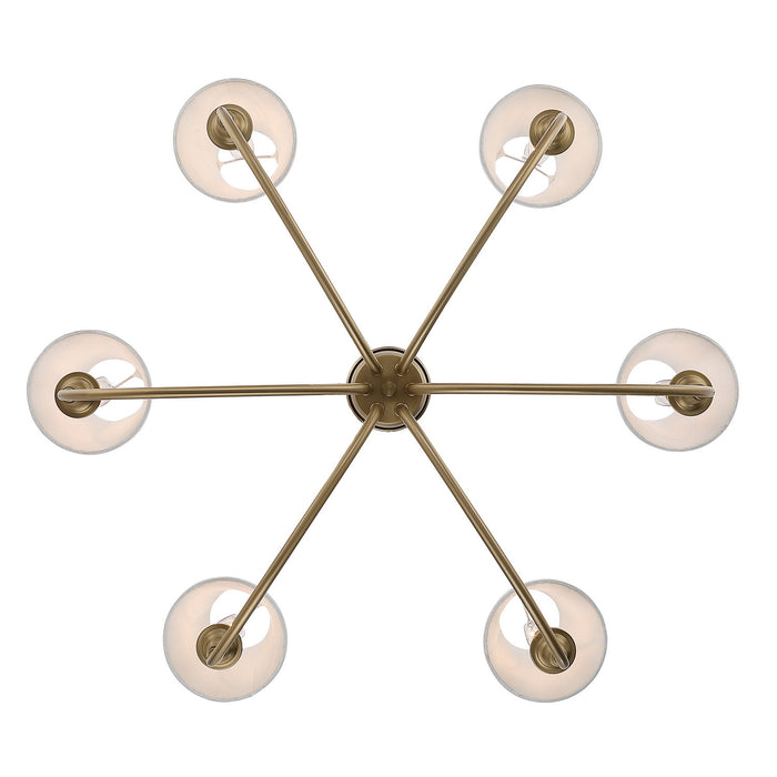 Golden - 1622-6 BCB-HGW - Six Light Chandelier - Brushed Champagne Brass