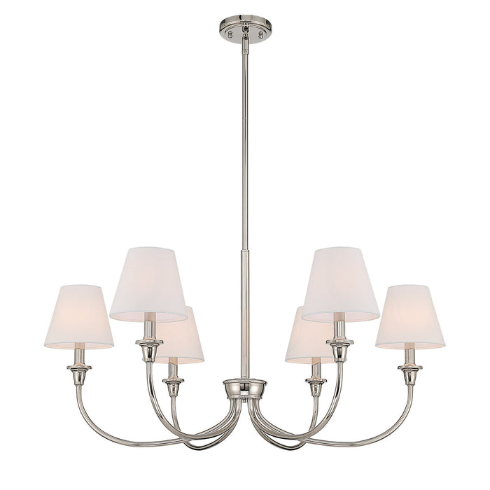 Golden - 1622-6 PN-EHW - Six Light Chandelier - Polished Nickel