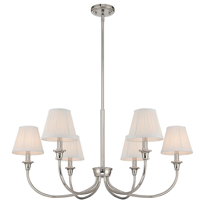 Golden - 1622-6 PN-HGW - Six Light Chandelier - Polished Nickel