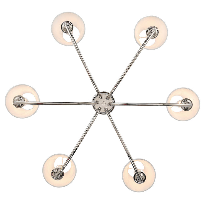 Golden - 1622-6 PN-HGW - Six Light Chandelier - Polished Nickel
