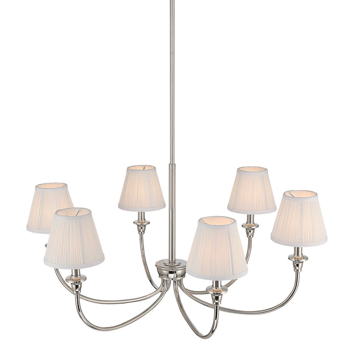 Golden - 1622-6 PN-HGW - Six Light Chandelier - Polished Nickel