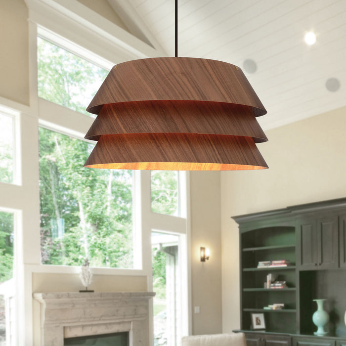 Golden - 3990-13 DWA - One Light Pendant - Aalto - Dark Walnut