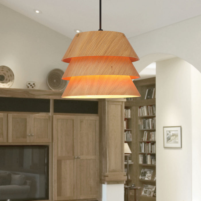 Golden - 3990-9 LWA - One Light Pendant - Aalto - Light Walnut