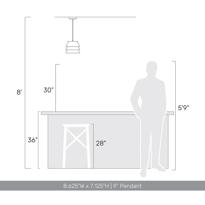Golden - 3990-9 LWA - One Light Pendant - Aalto - Light Walnut