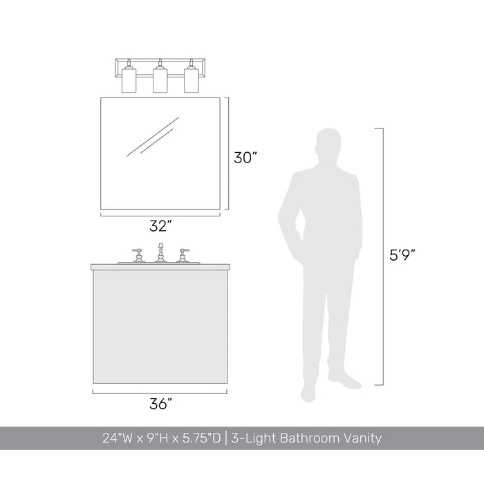 Golden - 5189-BA3 PN-HWG - Three Light Vanity - Brilia - Polished Nickel
