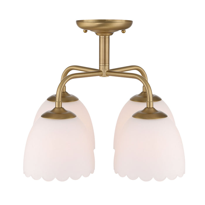Golden - 6954-4SF BCB-OP - Four Light Semi-Flush Mount - Dorinda - Brushed Champagne Brass