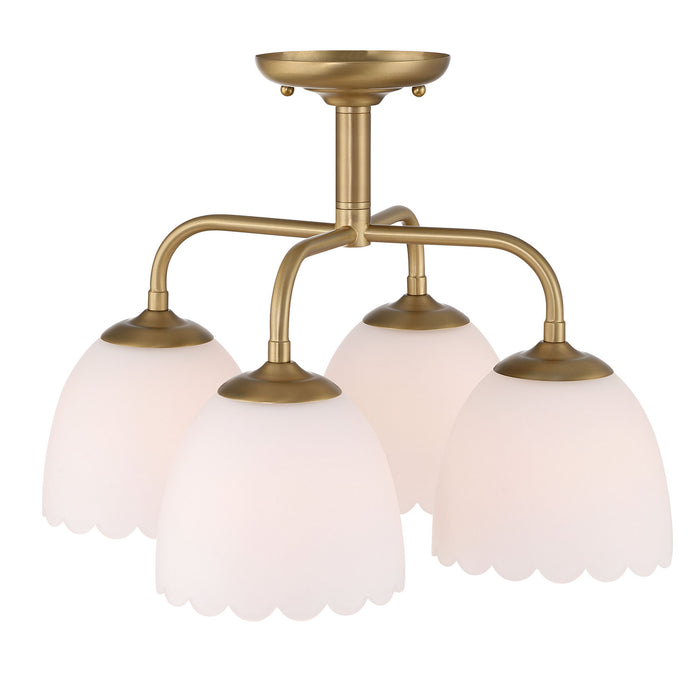 Golden - 6954-4SF BCB-OP - Four Light Semi-Flush Mount - Dorinda - Brushed Champagne Brass