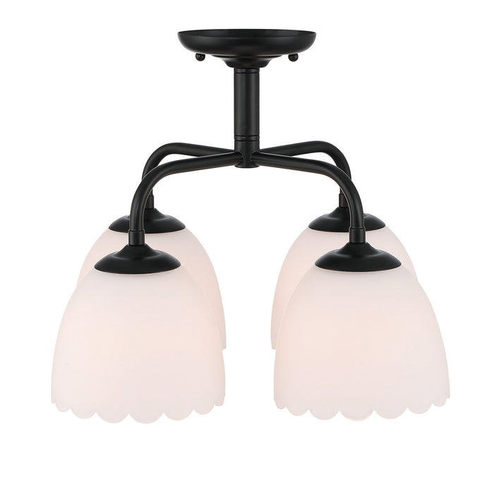 Golden - 6954-4SF BLK-OP - Four Light Semi-Flush Mount - Dorinda - Matte Black