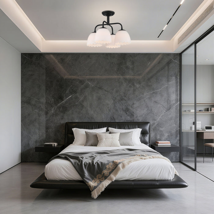 Golden - 6954-4SF BLK-OP - Four Light Semi-Flush Mount - Dorinda - Matte Black