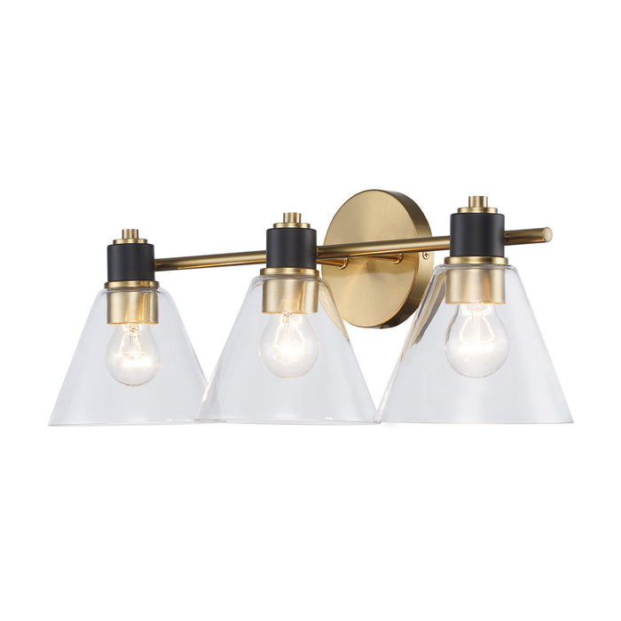 Trans Globe Imports - 22593 AGBK-CL - Three Light Vanity - Antique Gold/Black