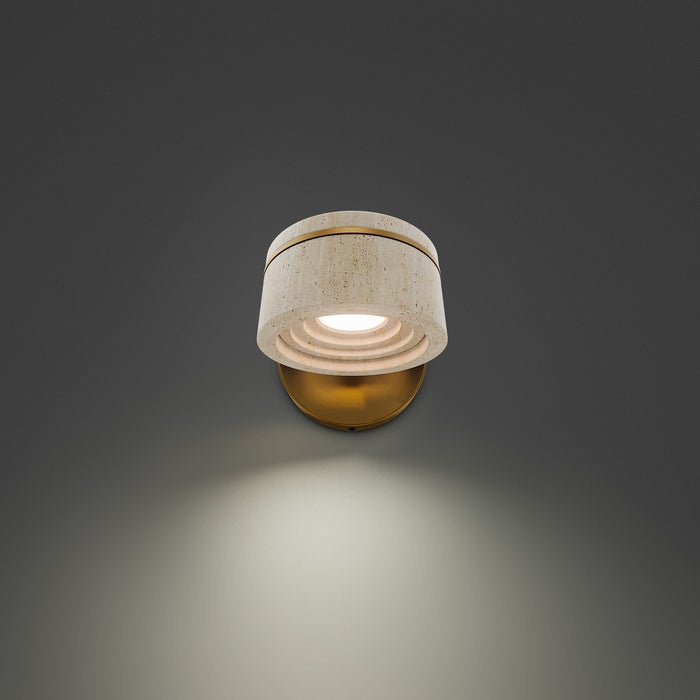 Modern Forms - BL248606-WV/AB - LED Task & Reading Bed Light - Sorin - Beige Travertine/Aged Brass