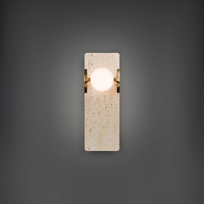 Modern Forms - WS220614-WV/AB - LED Wall Sconce - Okemo - Beige Travertine/Aged Brass