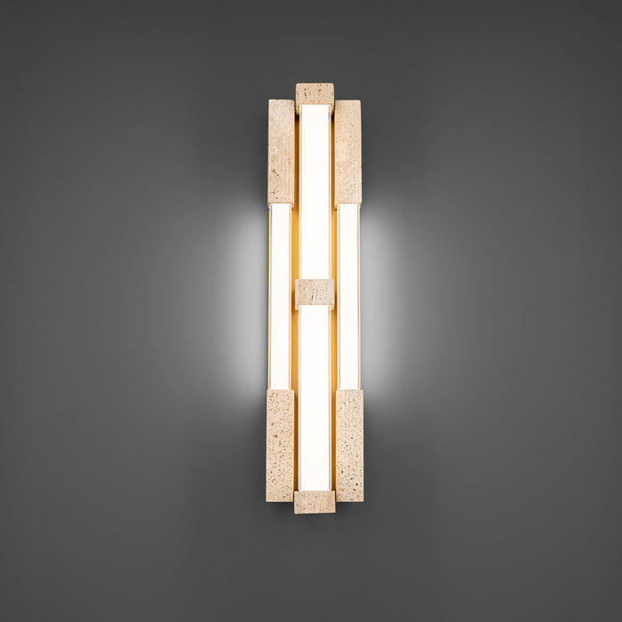 Modern Forms - WS244628-WV/AB - LED Wall Sconce - Conan - Beige Travertine/Aged Brass