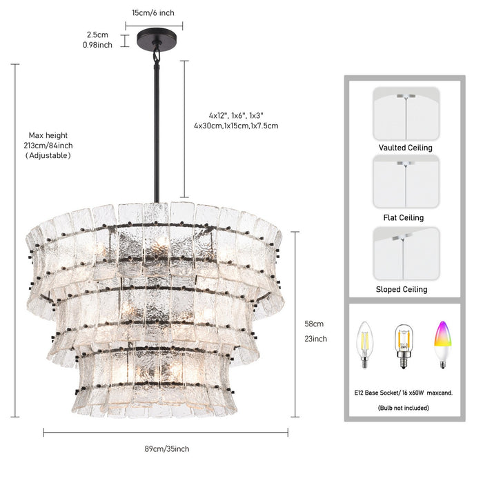 Arabela Lighting - 85250-16 - 16 Light Pendant - Sophie - Matte Black