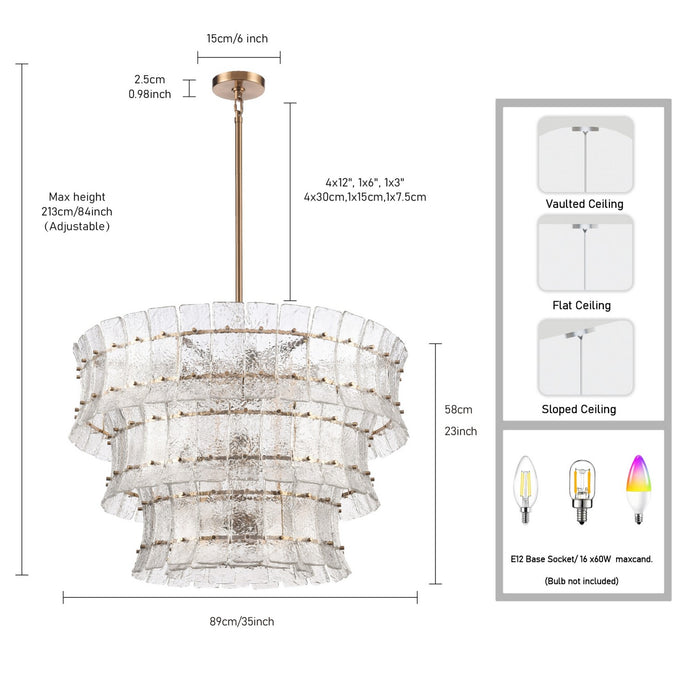 Arabela Lighting - 85350-16 - 16 Light Pendant - Sophie - Lacquered Gold