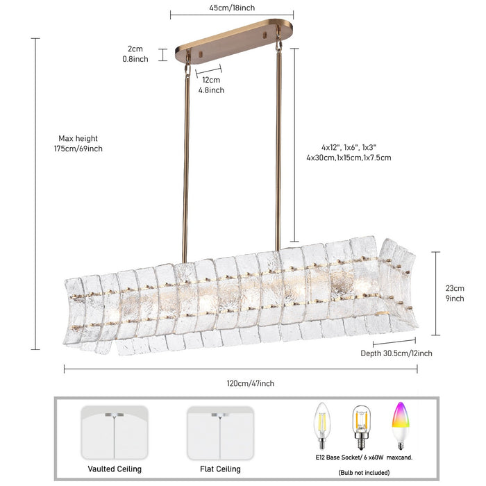 Arabela Lighting - 85354-6 - Six Light Linear Chandelier - Sophie - Lacquered Gold