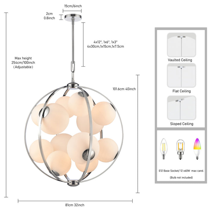 Arabela Lighting - 85370-12 - 12 Light Pendant - Concentro - Polished Chrome