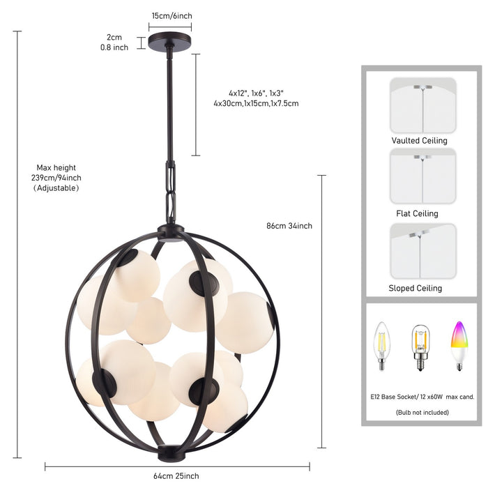 Arabela Lighting - 85271-12 - 12 Light Pendant - Concentro - Dark Bronze