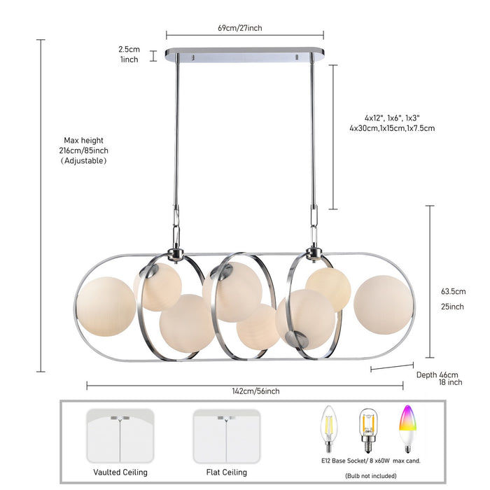 Arabela Lighting - 85373-8 - Eight Light Linear Chandelier - Concentro - Polished Chrome
