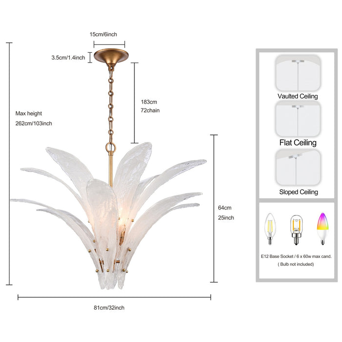 Arabela Lighting - 85491-6 - Six Light Pendant - Fiore - Antique Gold Leaf