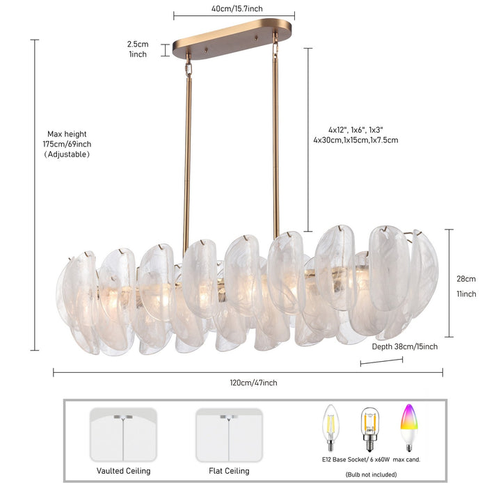 Arabela Lighting - 85413-6 - Six Light Linear Chandelier - Chateau - Satin Brass