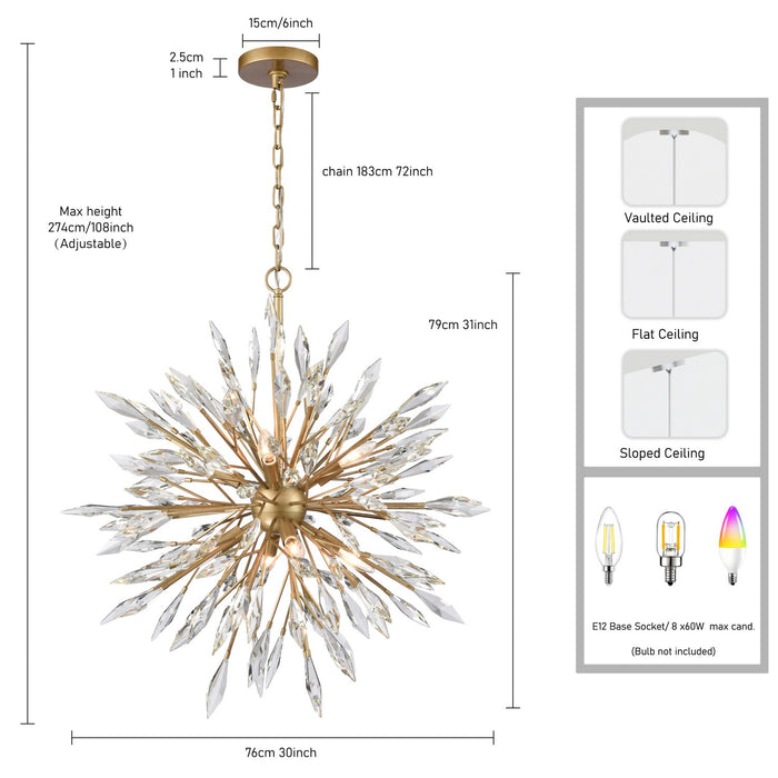 Arabela Lighting - 85421-8 - Eight Light Chandelier - Crystal Fusion - Peruvian Gold
