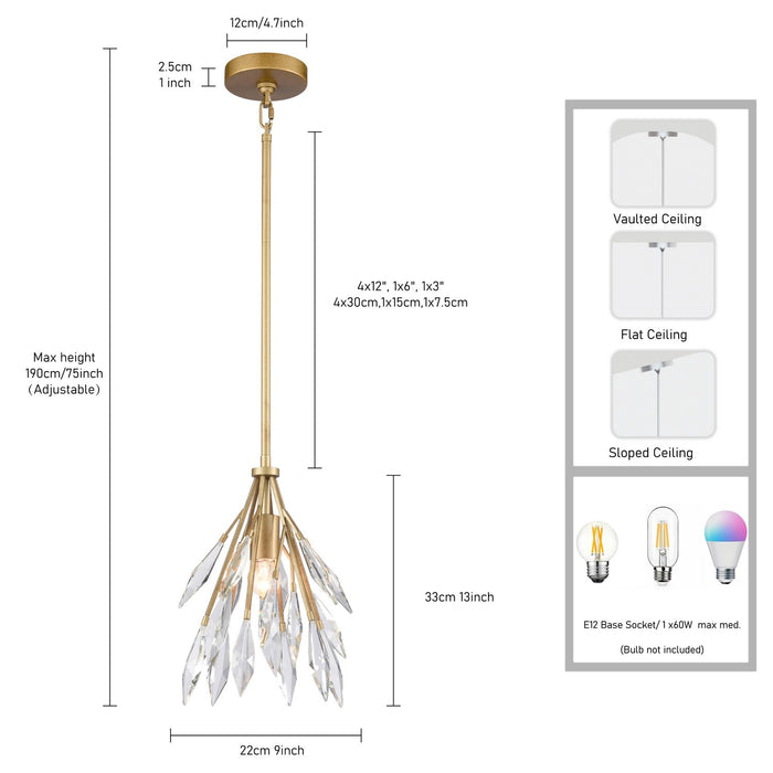Arabela Lighting - 85424-1 - One Light Pendant - Crystal Fusion - Peruvian Gold