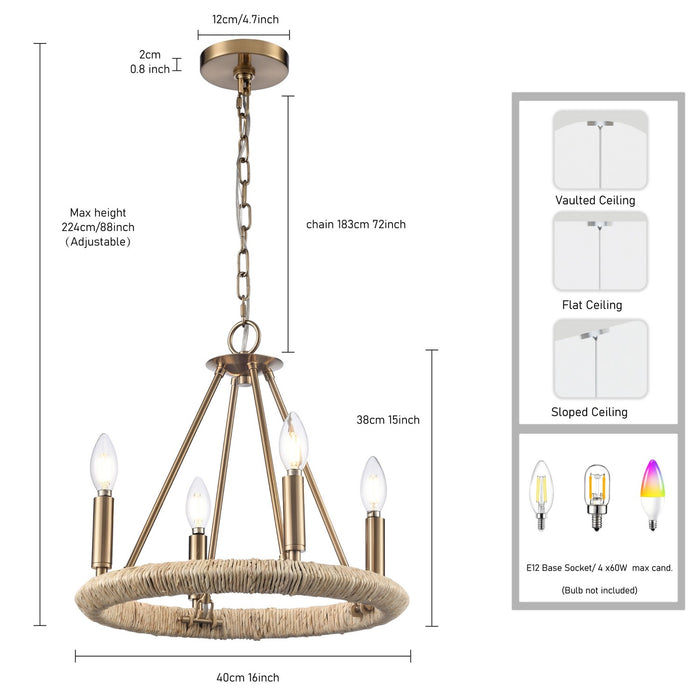 Arabela Lighting - 85430-4 - Four Light Chandelier - Cabana - Lacquered Gold