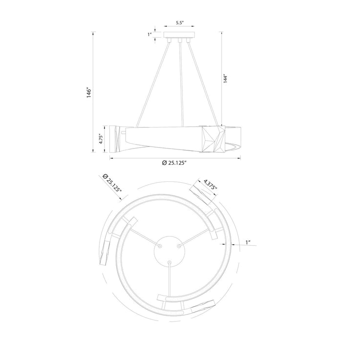 Zeev Lighting - CD11605-LED-3-25-AGB - LED Chandelier - Arcus - Aged Brass