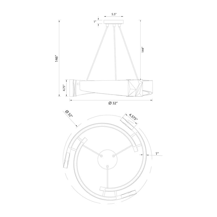 Zeev Lighting - CD11624-LED-3-32-SBB - LED Chandelier - Arcus - Satin Brushed Black