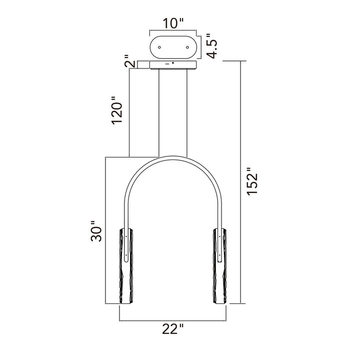 CWI Lighting - 1725P22-2-101 - LED Chandelier - Curva - Black