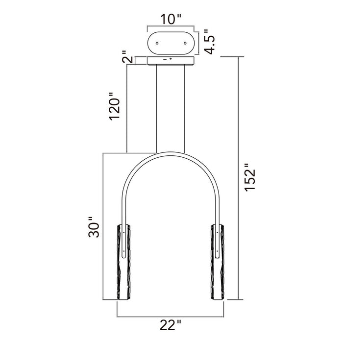 CWI Lighting - 1725P22-2-624 - LED Chandelier - Curva - Brass