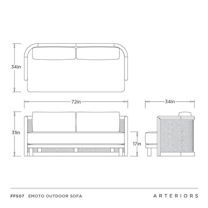 Arteriors - FFS07 - Outdoor Sofa - Emoto - Pearl/Aged Bronze