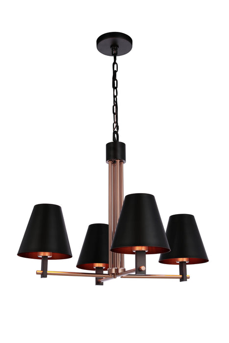 Craftmade - 60924-FBSB - Four Light Chandelier - Blake - Flat Black/Satin Brass