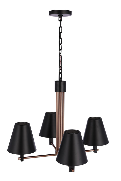Craftmade - 60924-FBSB - Four Light Chandelier - Blake - Flat Black/Satin Brass
