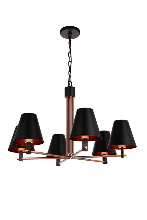 Craftmade - 60926-FBSB - Six Light Chandelier - Blake - Flat Black/Satin Brass
