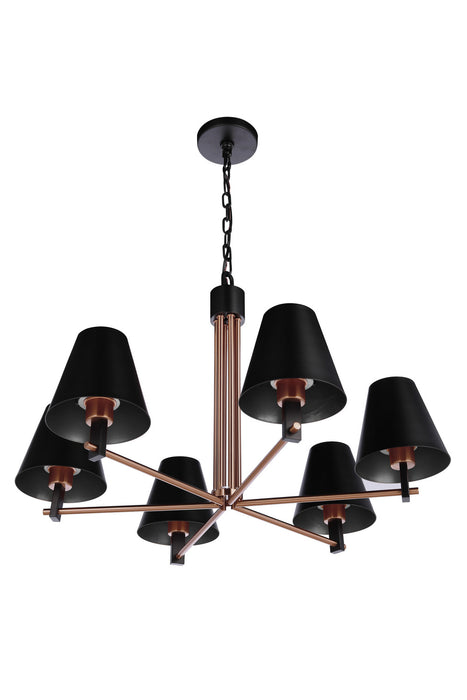 Craftmade - 60926-FBSB - Six Light Chandelier - Blake - Flat Black/Satin Brass