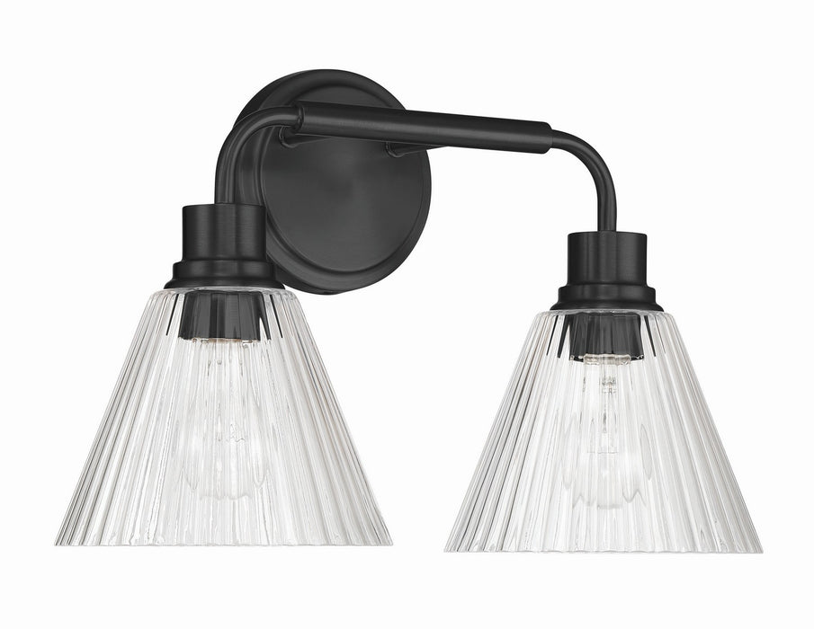 Craftmade - 61102-FB - Two Light Vanity - Pleated - Flat Black