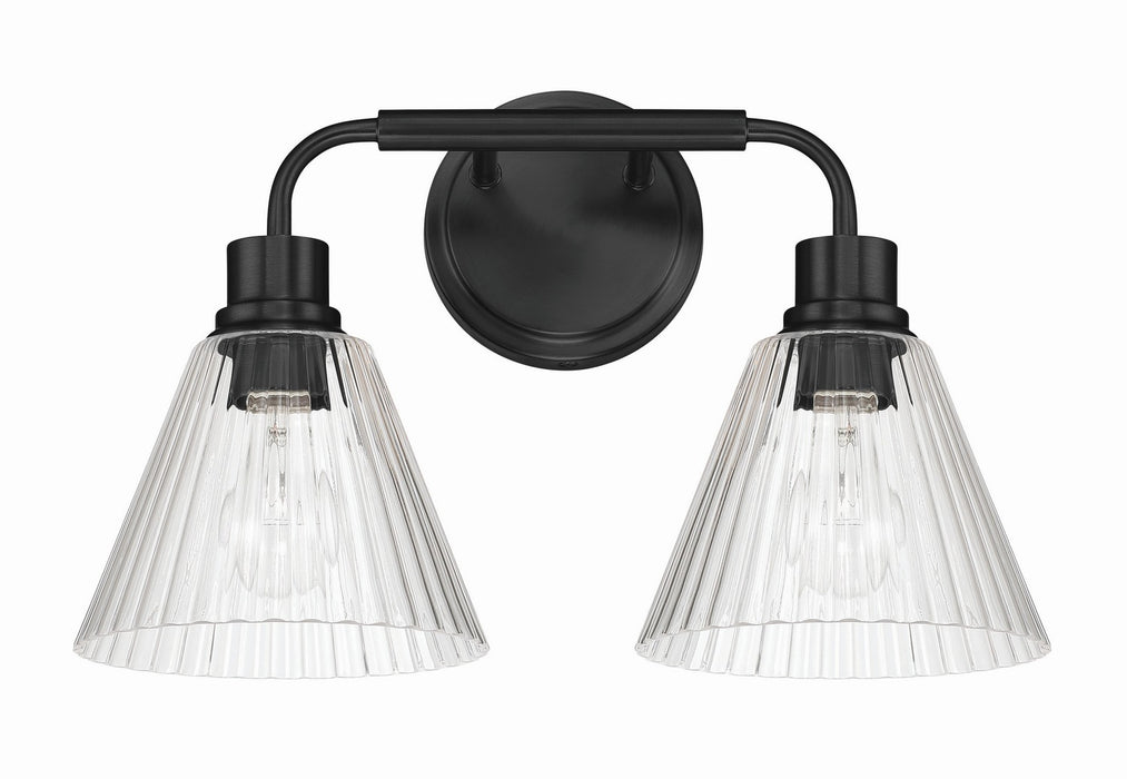 Craftmade - 61102-FB - Two Light Vanity - Pleated - Flat Black