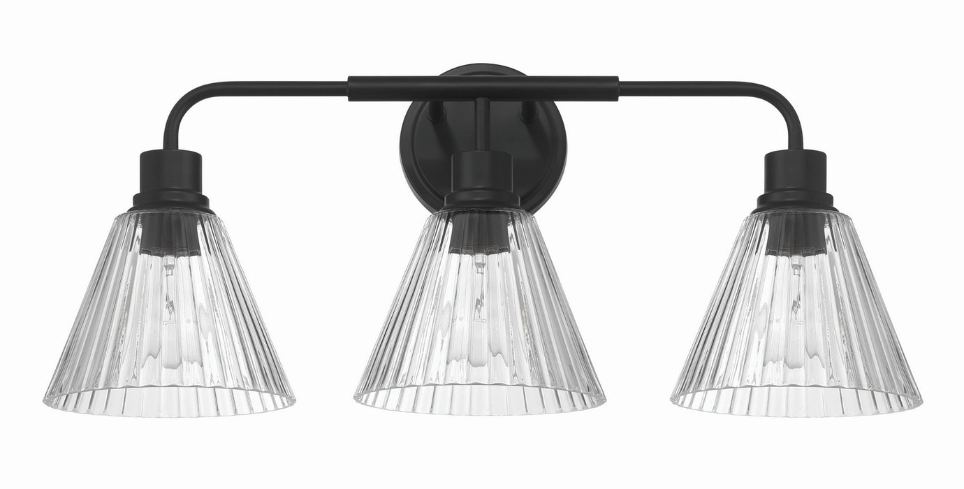 Craftmade - 61103-FB - Three Light Vanity - Pleated - Flat Black