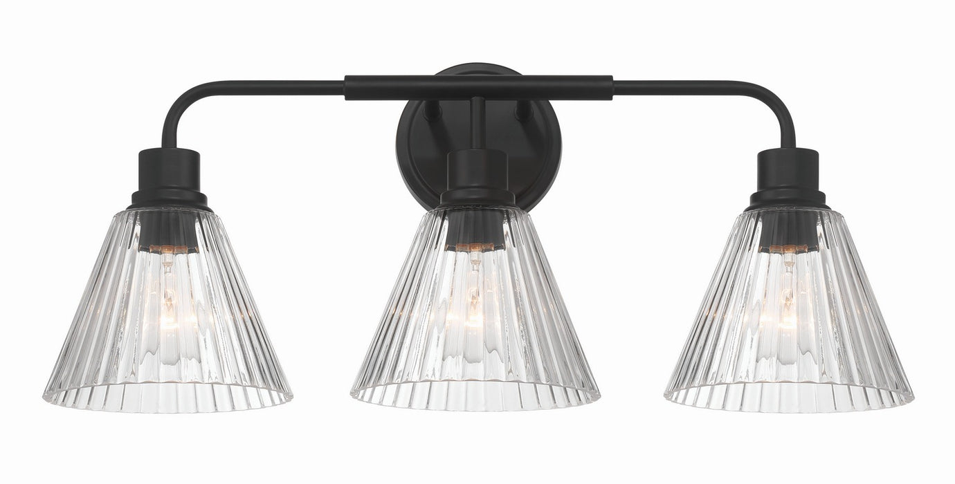 Craftmade - 61103-FB - Three Light Vanity - Pleated - Flat Black