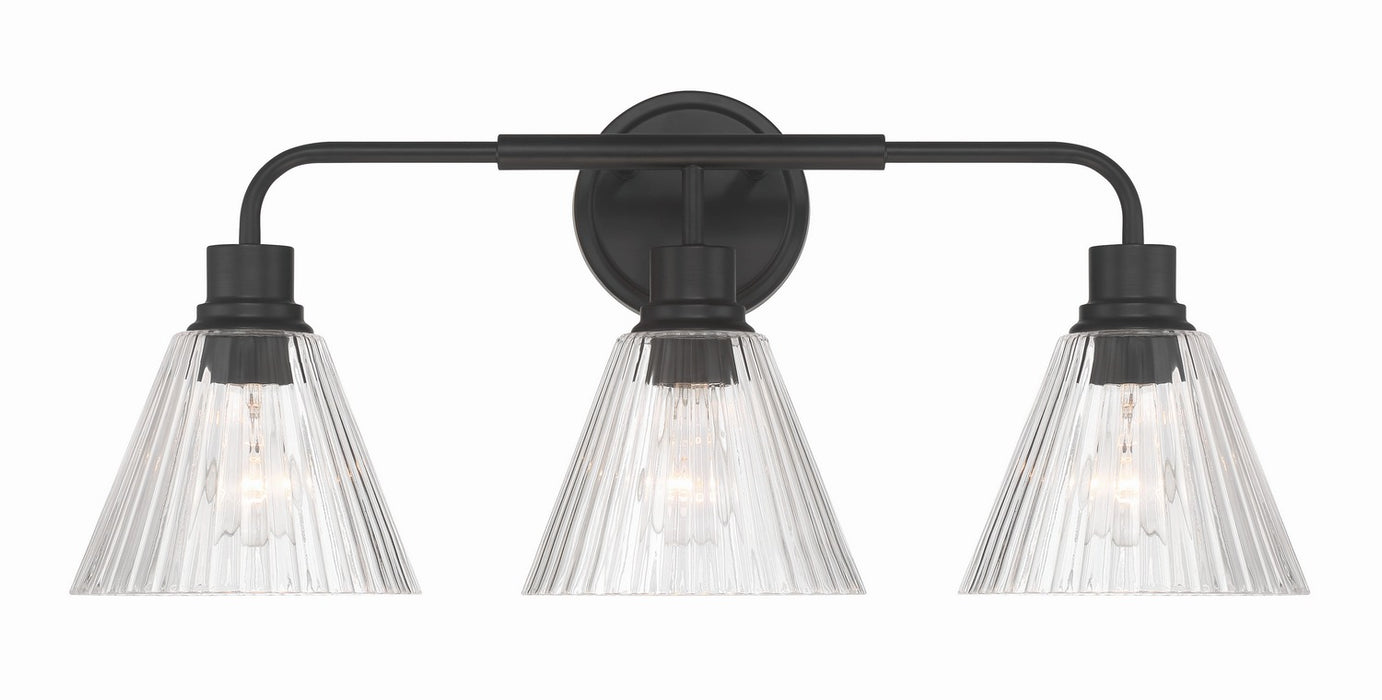 Craftmade - 61103-FB - Three Light Vanity - Pleated - Flat Black