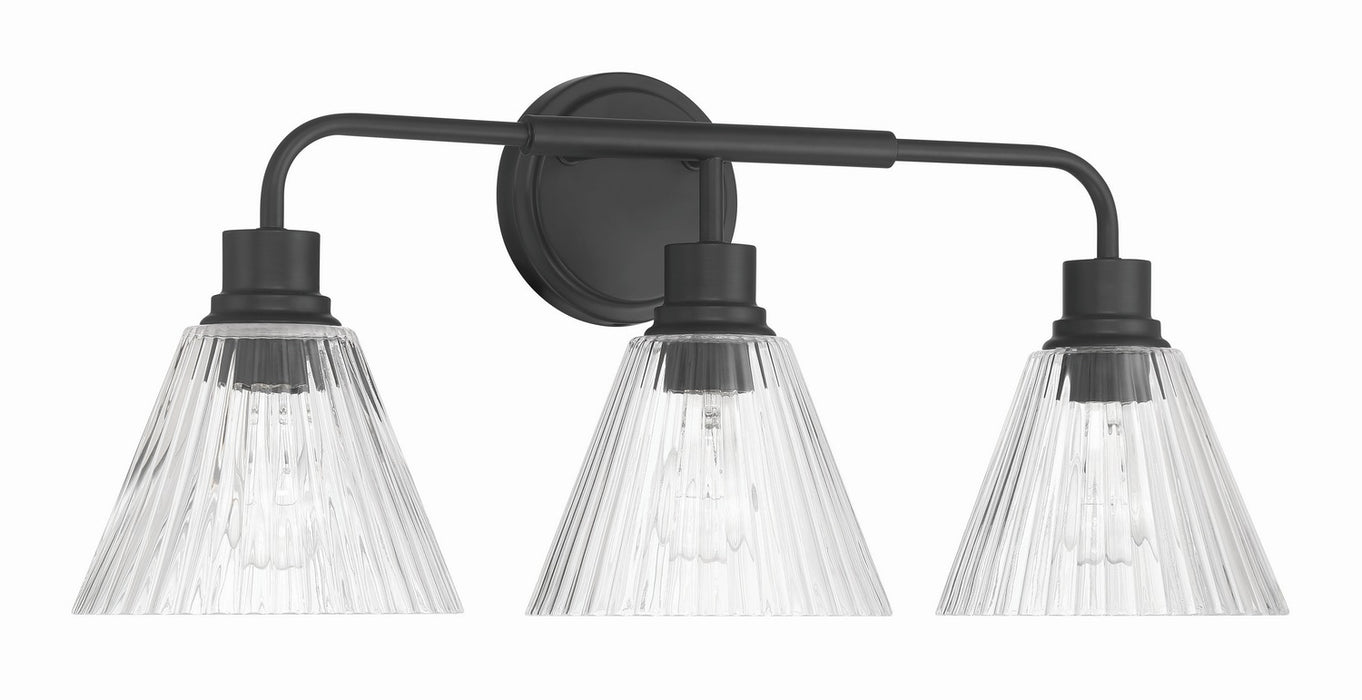 Craftmade - 61103-FB - Three Light Vanity - Pleated - Flat Black