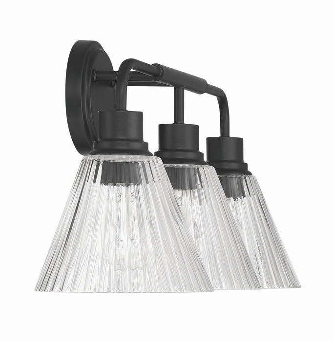 Craftmade - 61103-FB - Three Light Vanity - Pleated - Flat Black