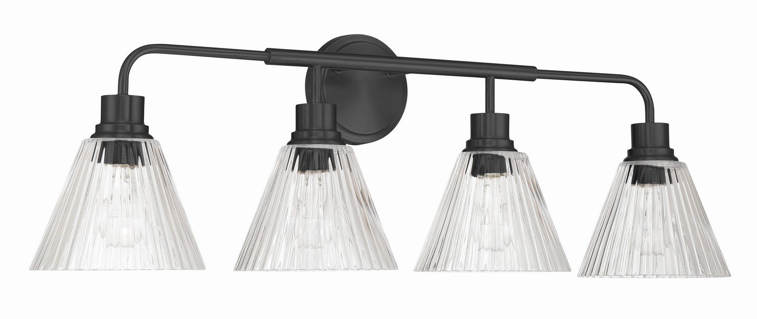 Craftmade - 61104-FB - Four Light Vanity - Pleated - Flat Black