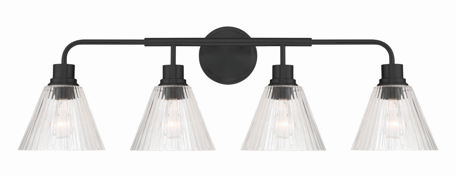 Craftmade - 61104-FB - Four Light Vanity - Pleated - Flat Black