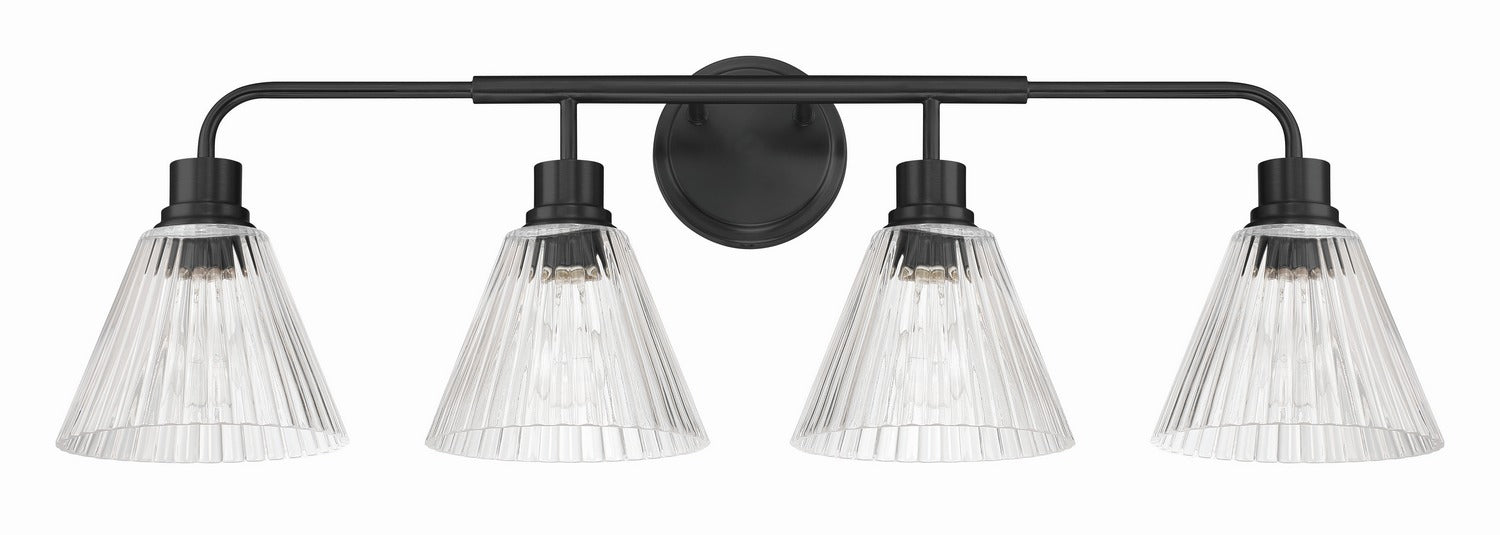 Craftmade - 61104-FB - Four Light Vanity - Pleated - Flat Black