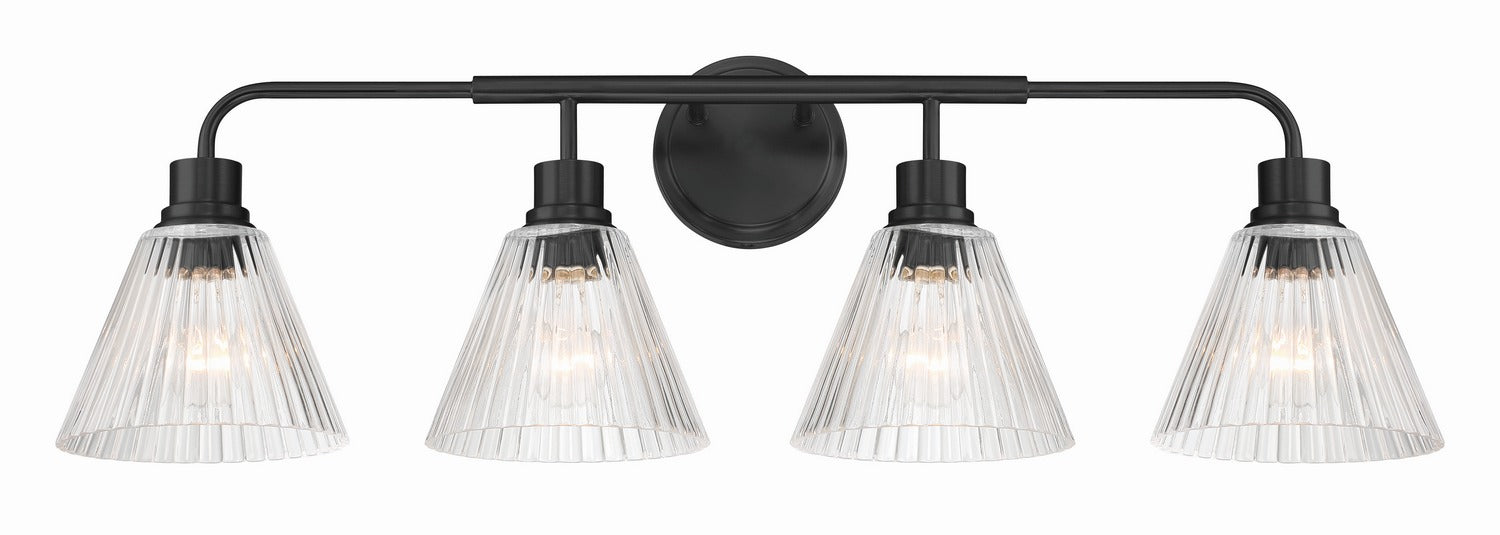 Craftmade - 61104-FB - Four Light Vanity - Pleated - Flat Black