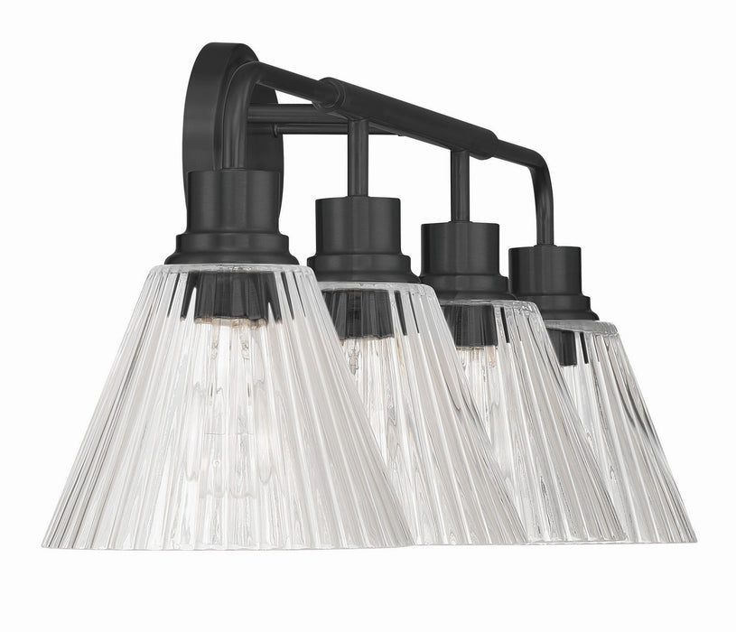 Craftmade - 61104-FB - Four Light Vanity - Pleated - Flat Black
